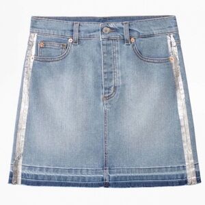 ZADIG & VOLTAIRE Denim Juicy Dream Blue jean skirt silver accents NWT Size 40